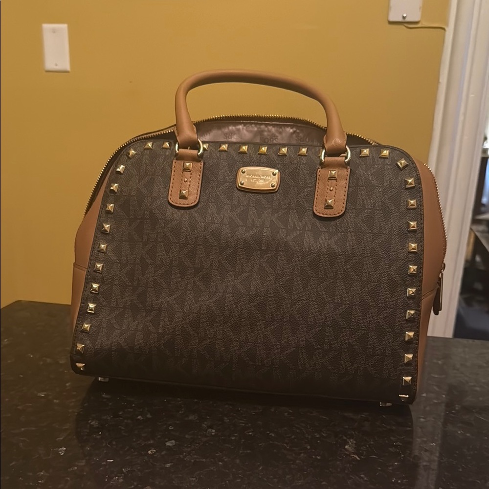 Michael Kors Brown and Gold Satchel